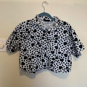 Vintage cropped heart button up shirt